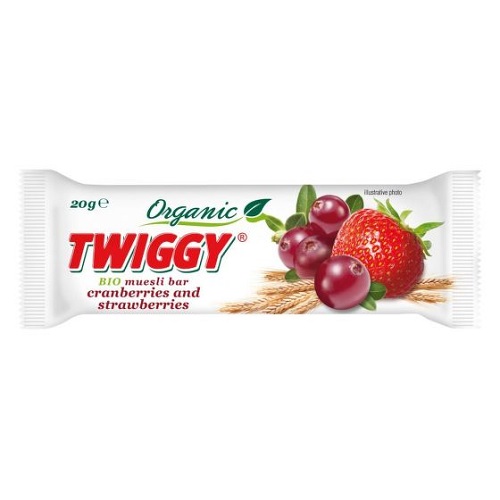 Twiggy Tyčinka Müsli Brusinky Jahody BIO 20 g